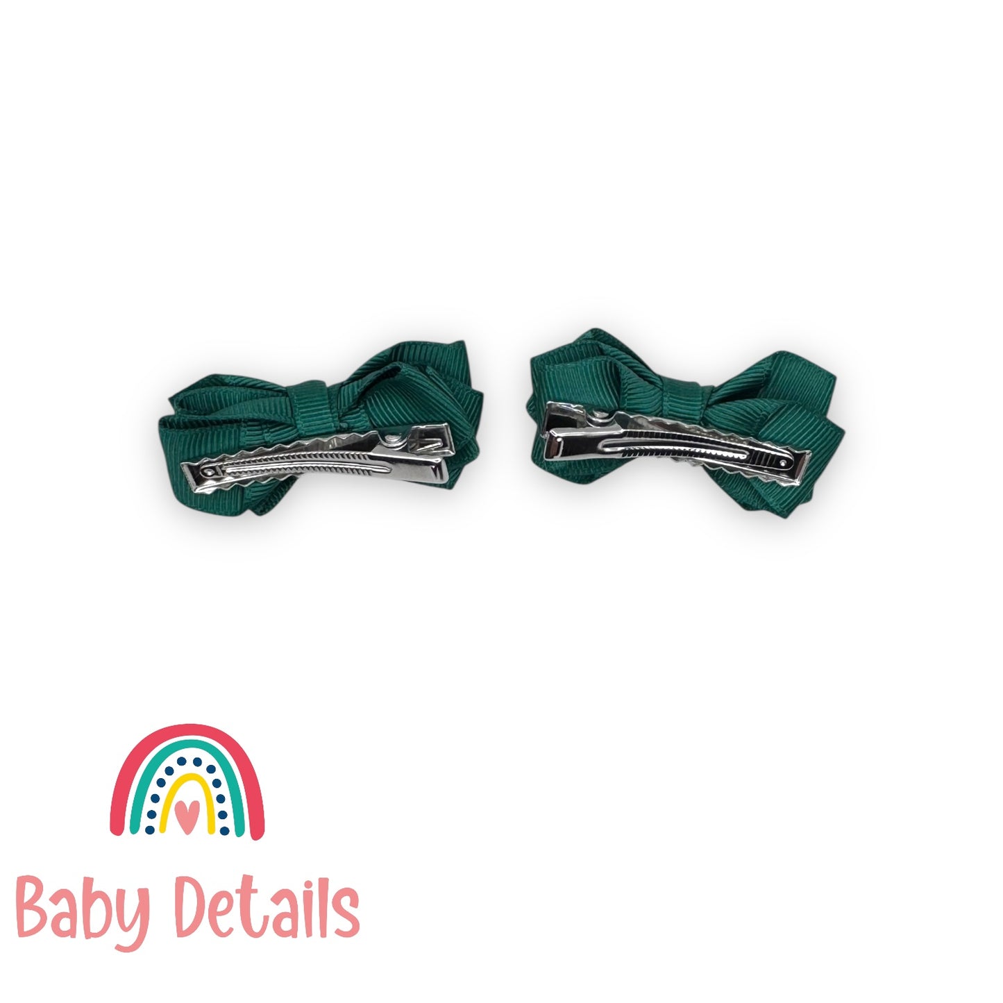 Set of 2 Mini Layers Hair Clips - Dark Green