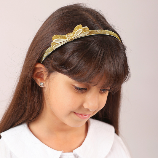 Shiny Ribbon Headband - Gold
