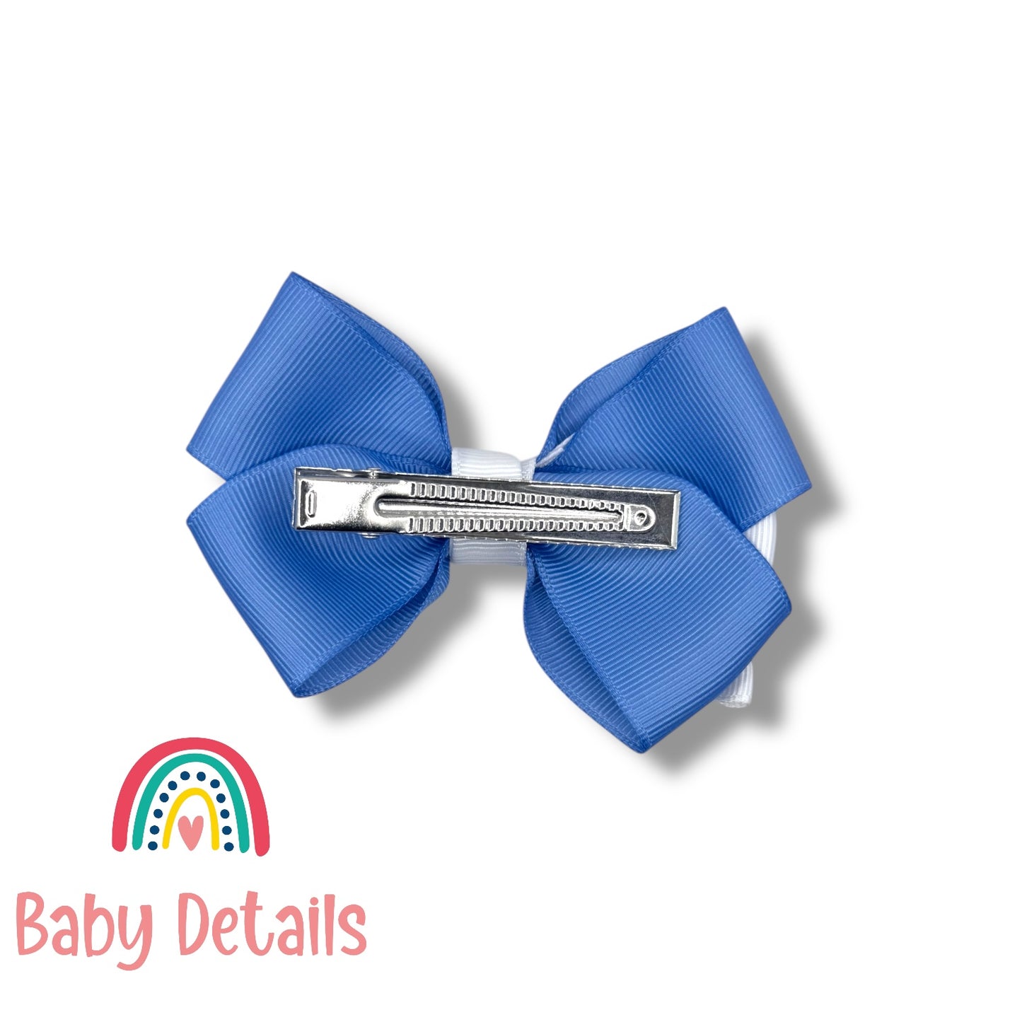 Elegant Pair Bow Clip- Ice Blue & White