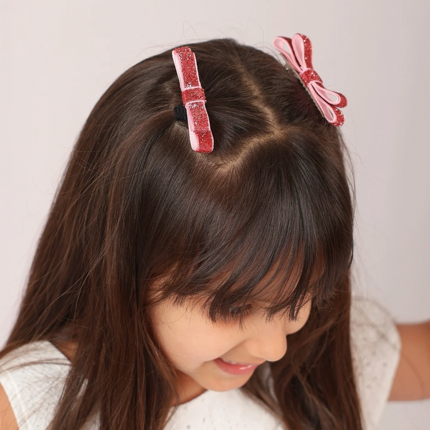 Set of 2 thin Shiny Ribbon - Pink