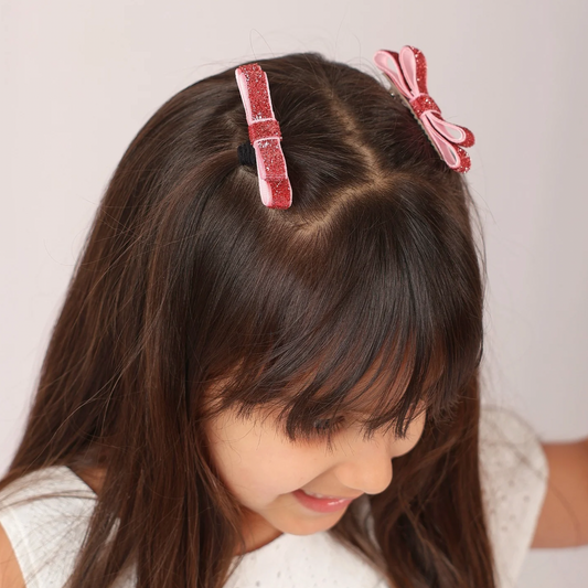 Set of 2 thin Shiny Ribbon - Pink