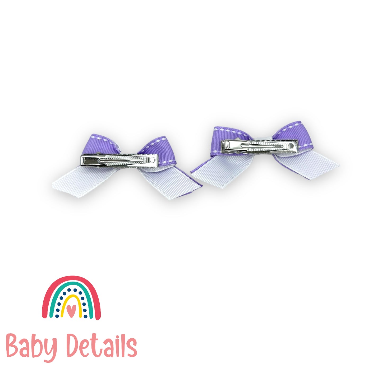 Set of 2 mini stripe hair clips - Purple