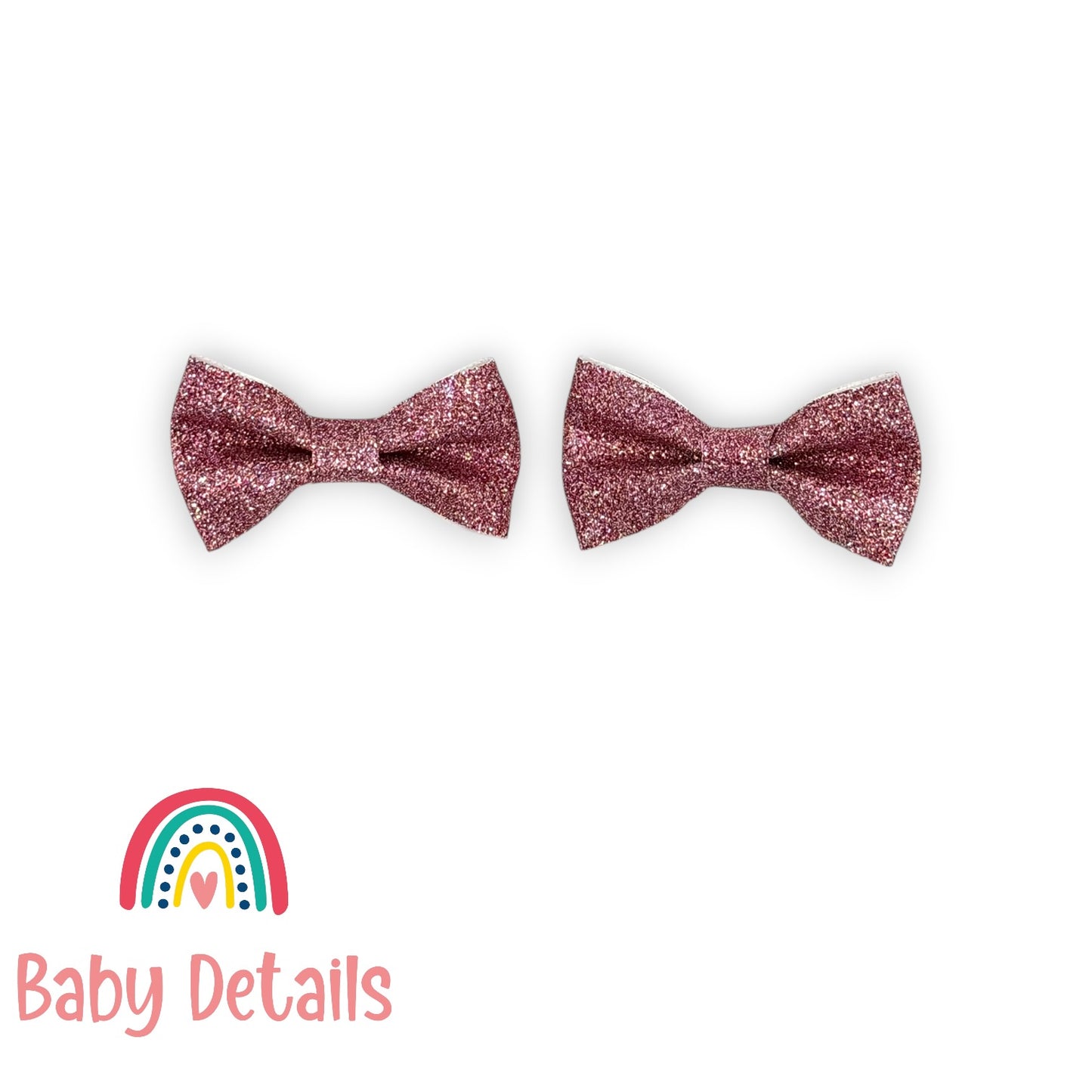 Set of 2 Glitter Bow Hair Clip - Mixed Pink