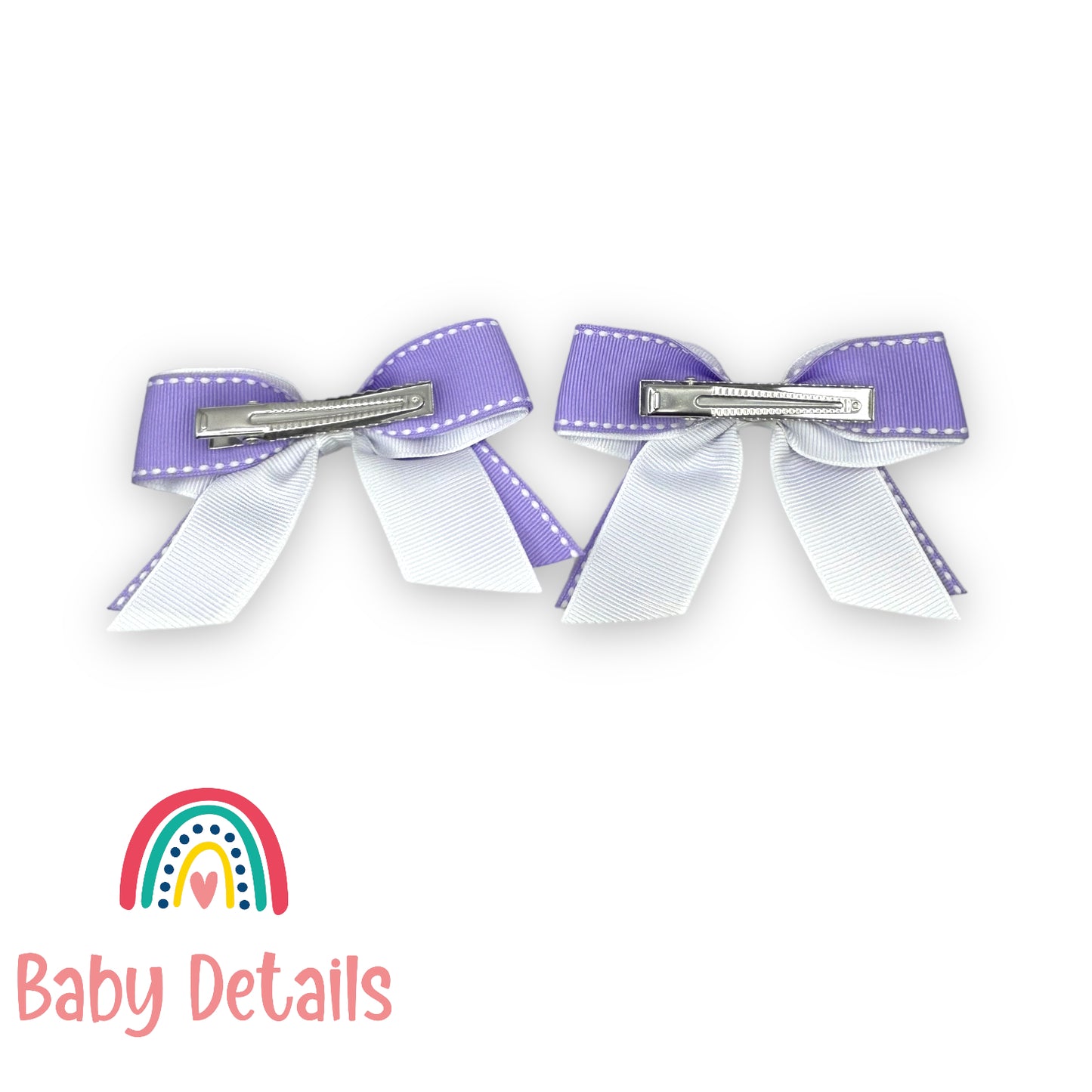 Set of 2 stripe hair clips - Purple