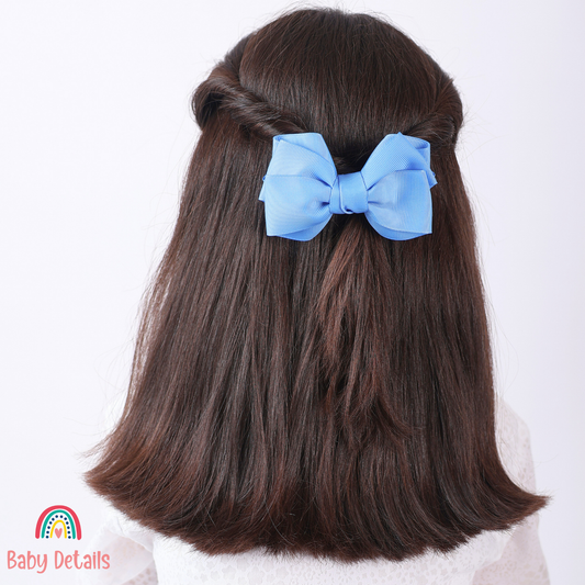 Big Bow Layers Hair Clip - Ice Blue