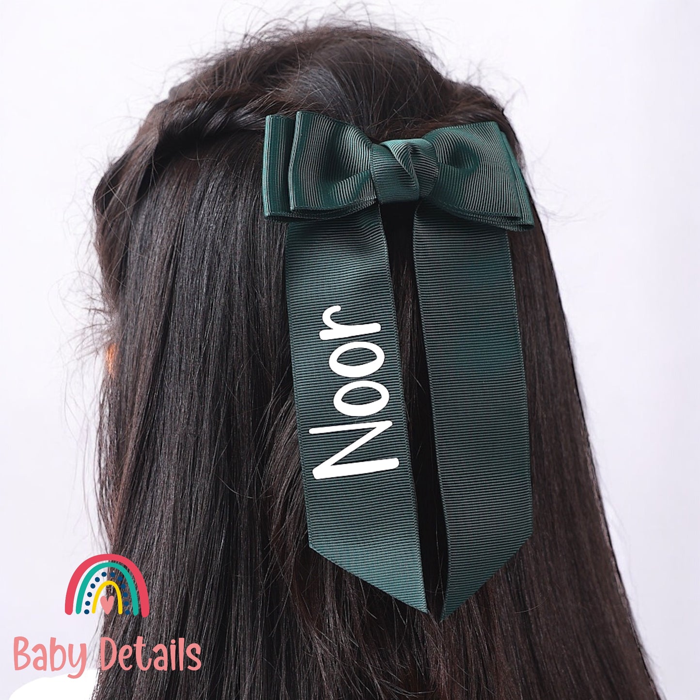 Long Simple Personalized Bow - Deep Green