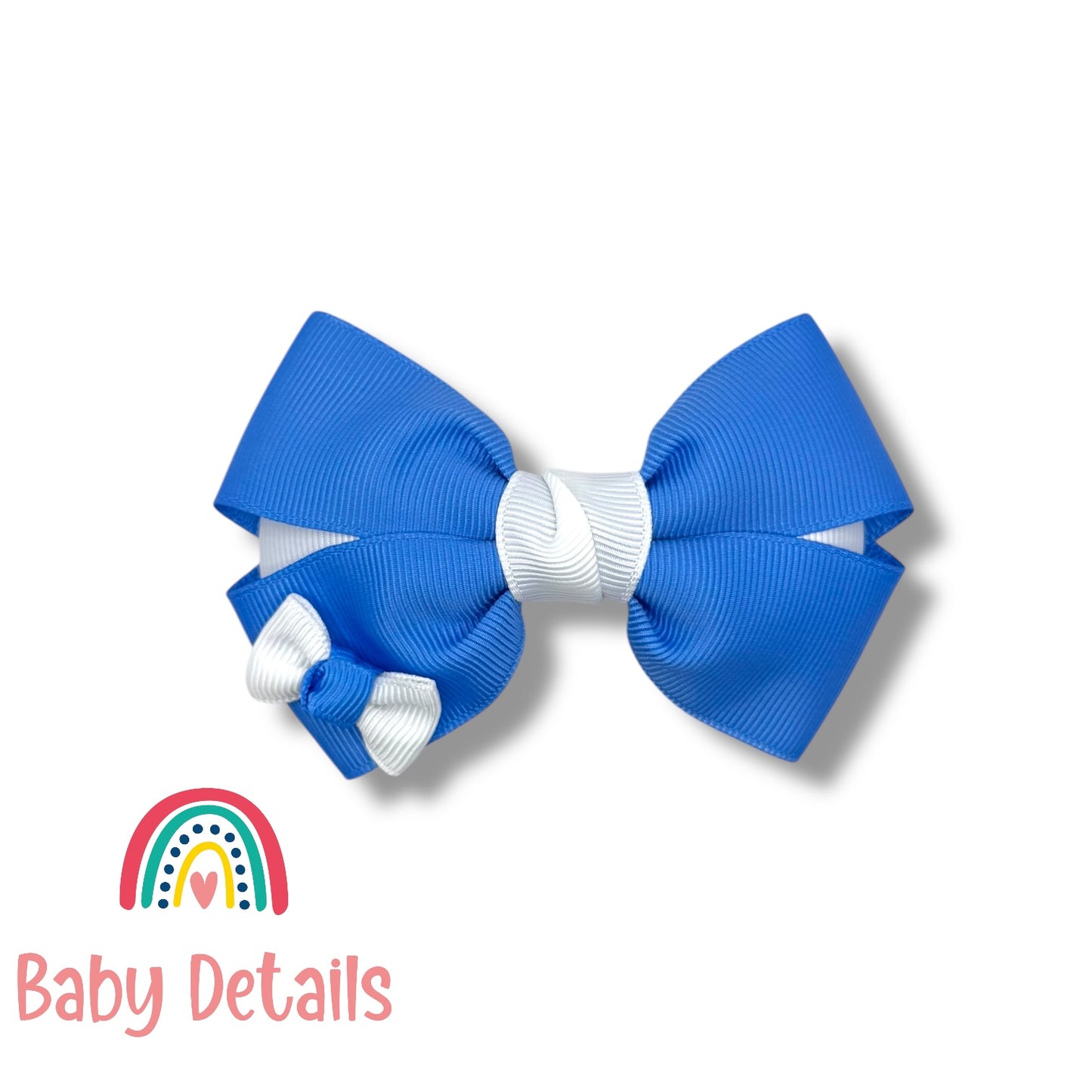 Elegant Pair Bow Clip- Sky Blue & White