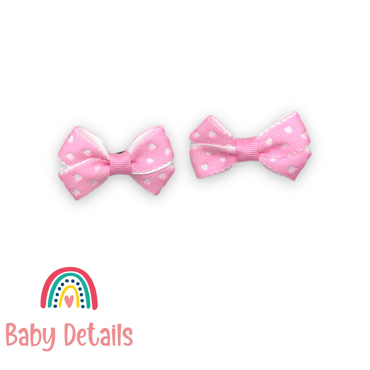 Set of 2 mini hearts hair clips - Light Pink