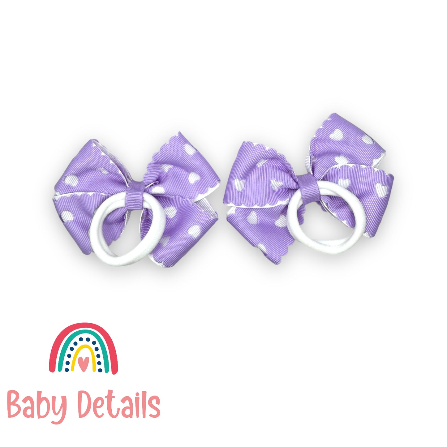 Set of 2 hearts hair ties - Purple