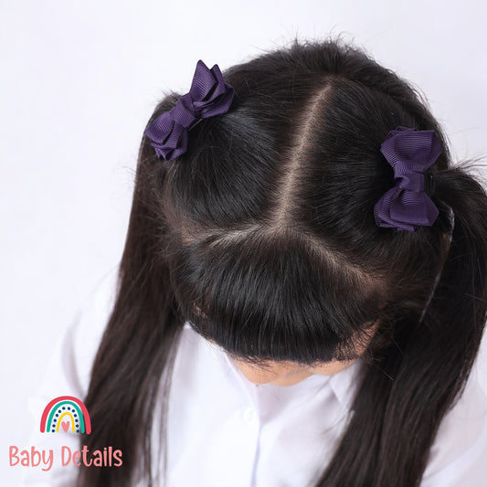 Set of 2 Mini Layers Hair Clips - Dark Purple