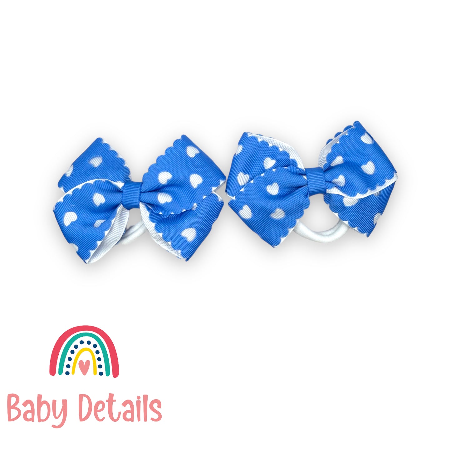 Set of 2 hearts hair ties - Sky Blue