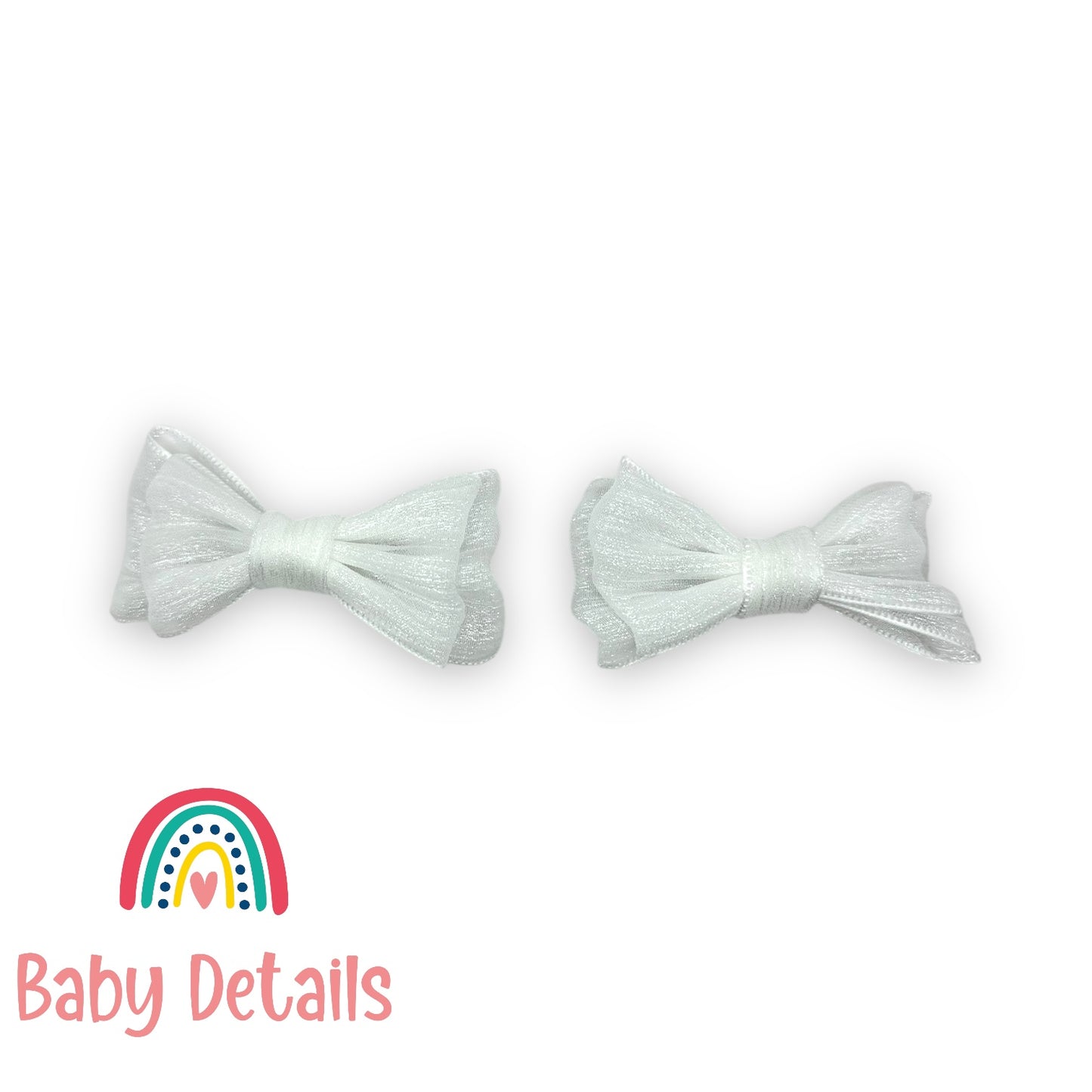 Set of 2 Soft Chiffon Hair Bows - White