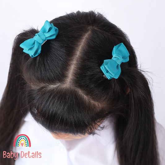 Set of 2 Mini Layers Hair Clips - Pacific Blue