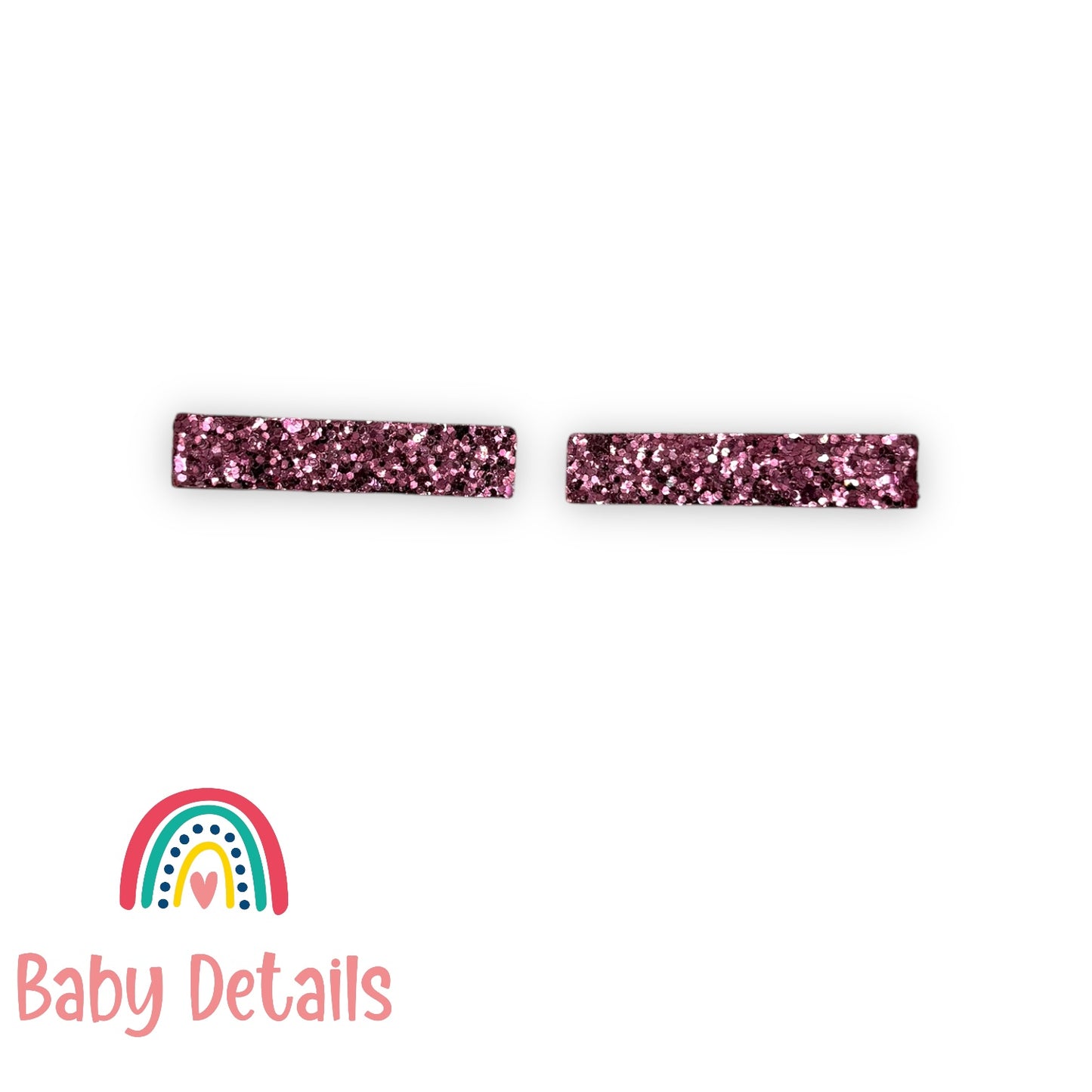 Glitter Bar Hair Clips - Dark Pink