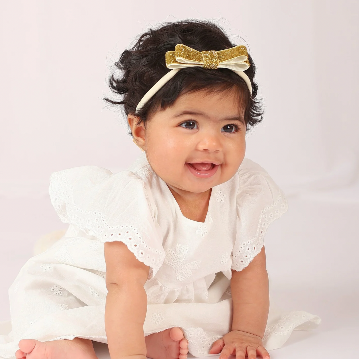 Shiny Ribbon Toddler Headband - Gold