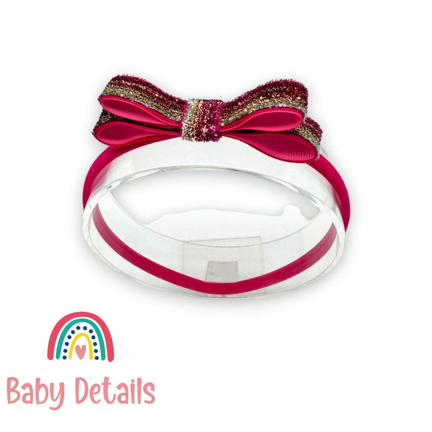 Shiny Ribbon Toddler Headband - Shades of Pink & Silver & Gold
