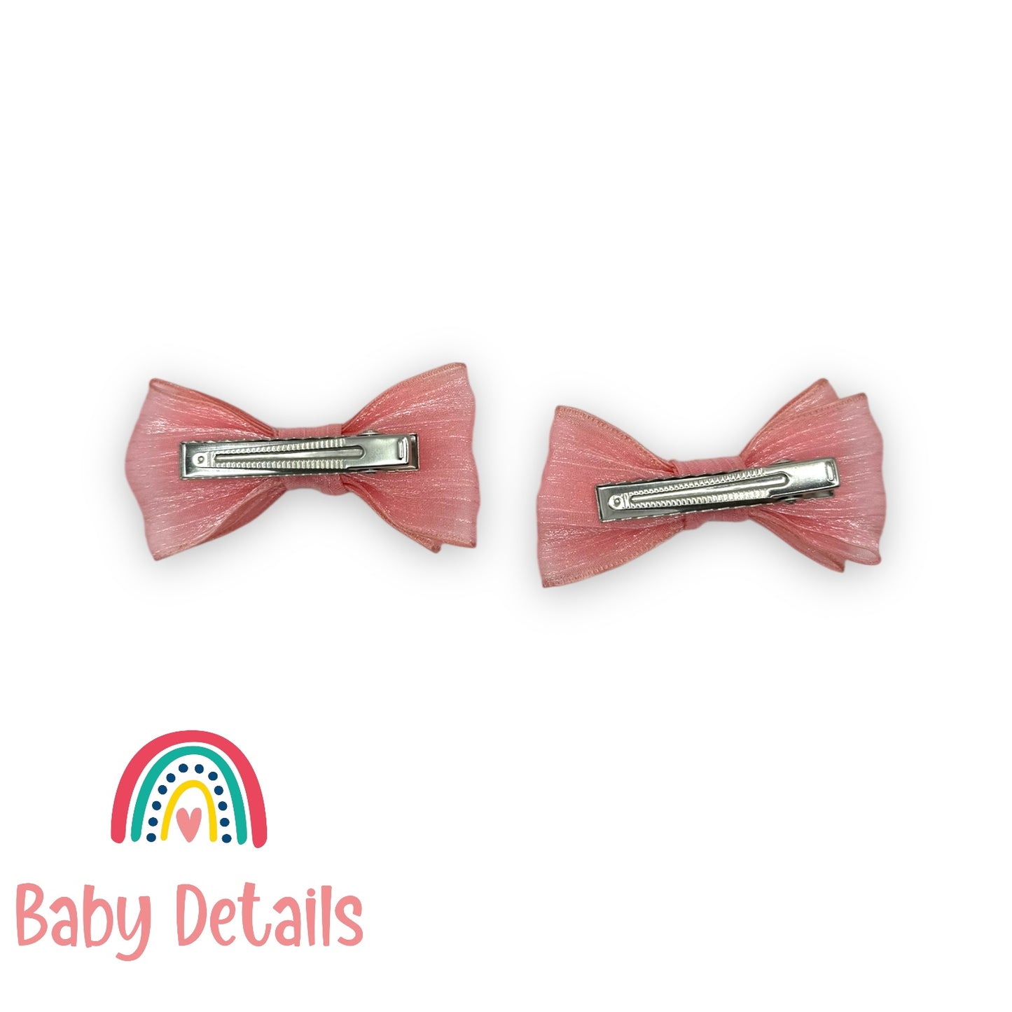 Set of 2 Soft Chiffon Hair Bows - Coral