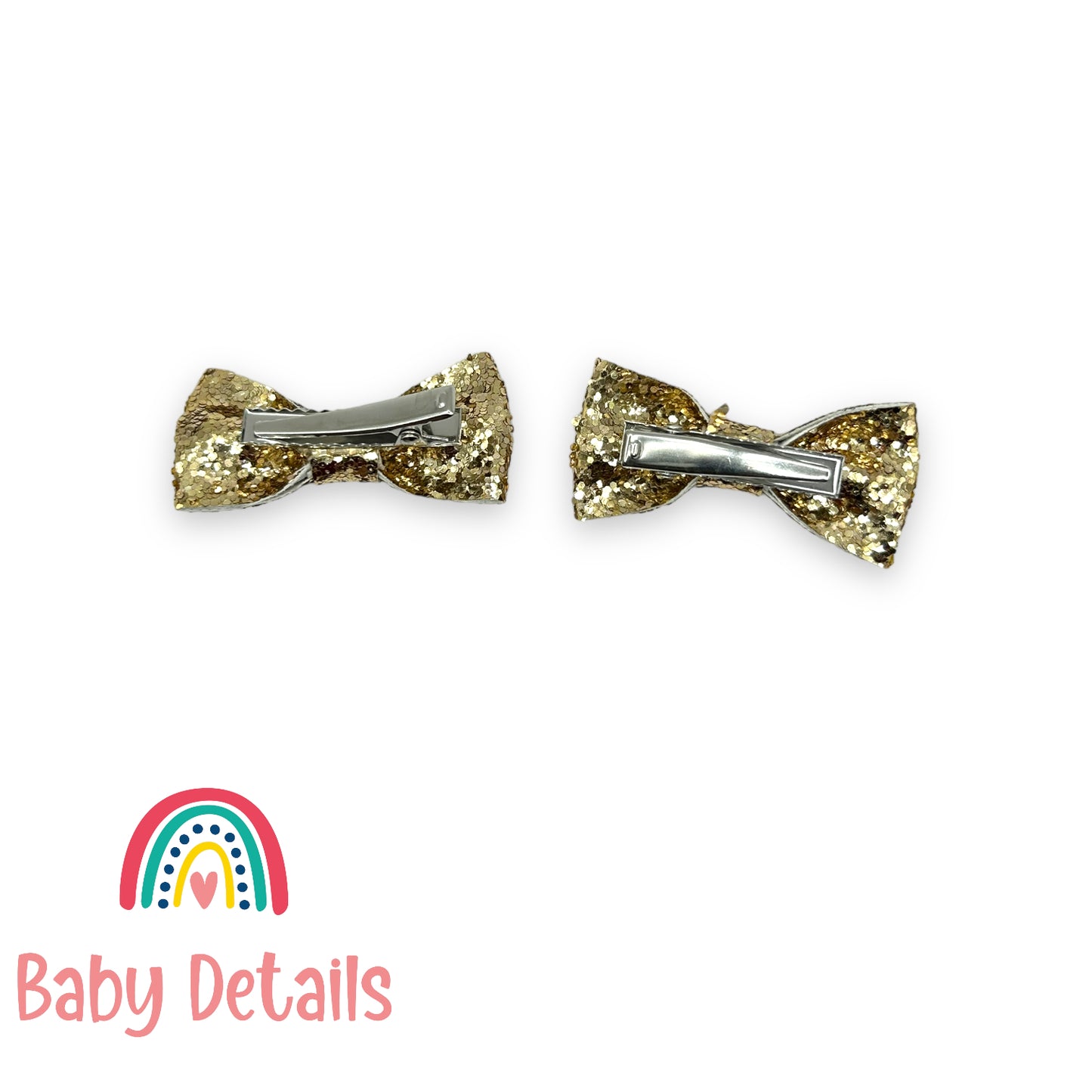 Set of 2 Mini Glitter Hair Clips - Gold