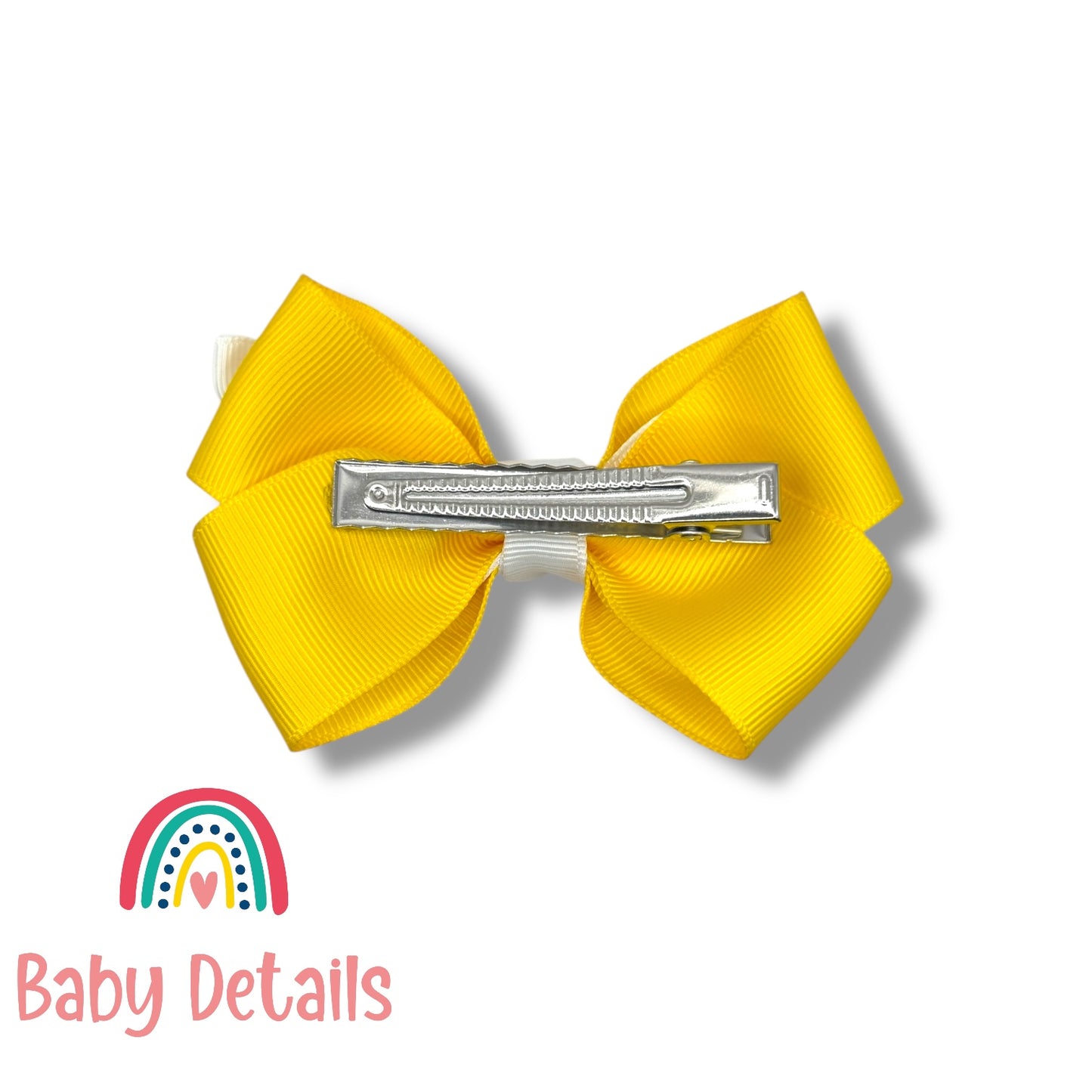 Elegant Pair Bow Clip- Yellow & White