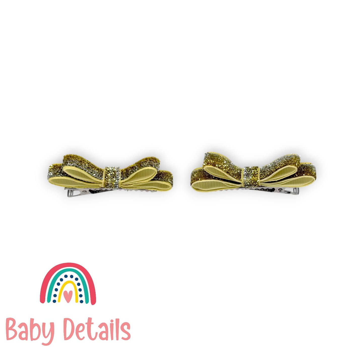 Set of 2 thin Shiny Ribbon - Shades of Silver & Gold