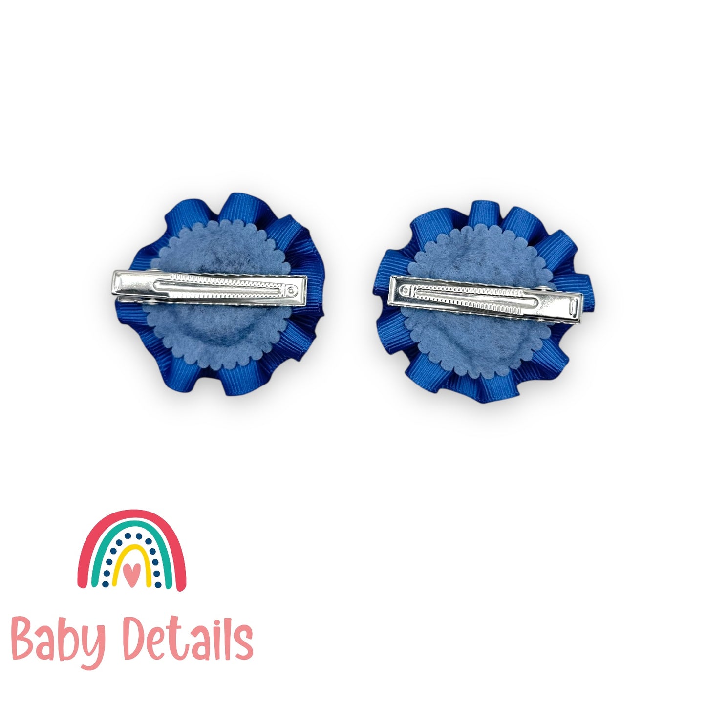 Set of 2 Rosette Bow Hair Clips - Sky Blue
