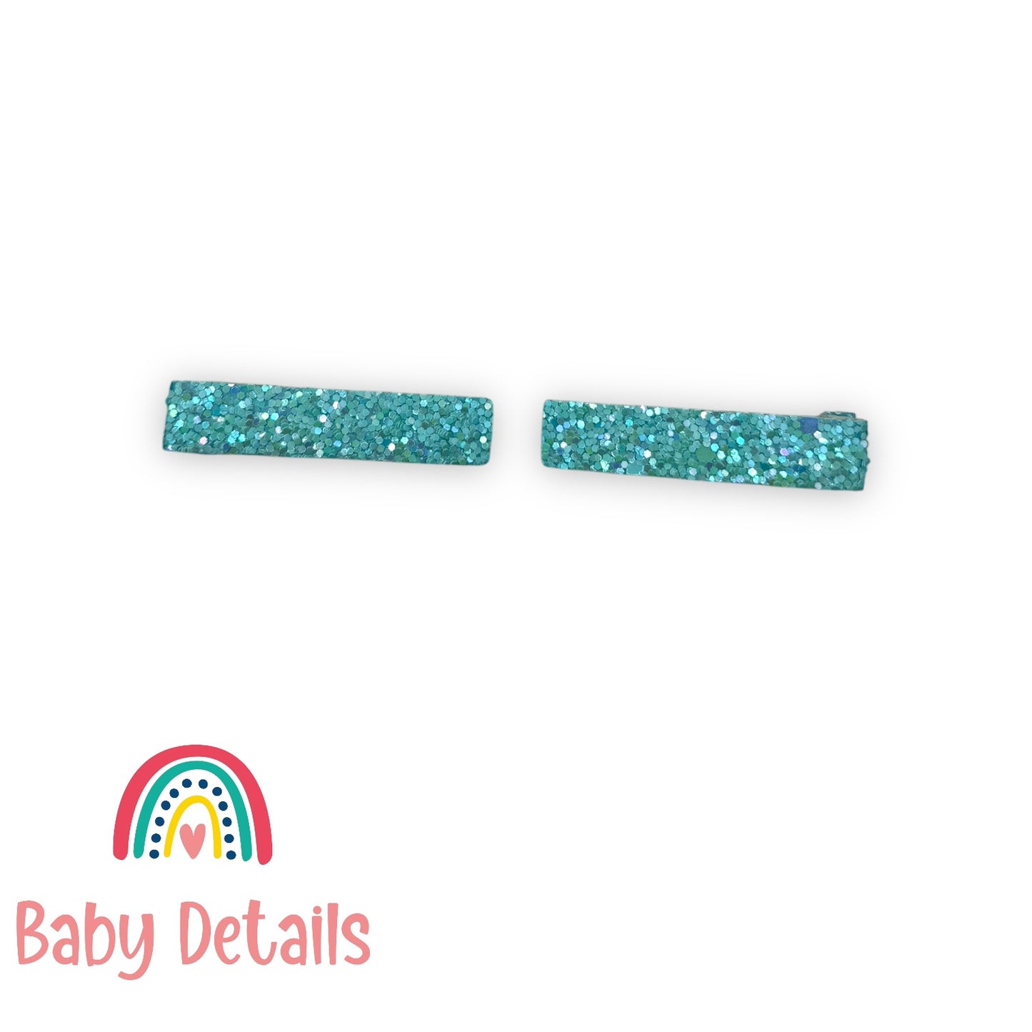 Glitter Bar Hair Clips - Light Blue