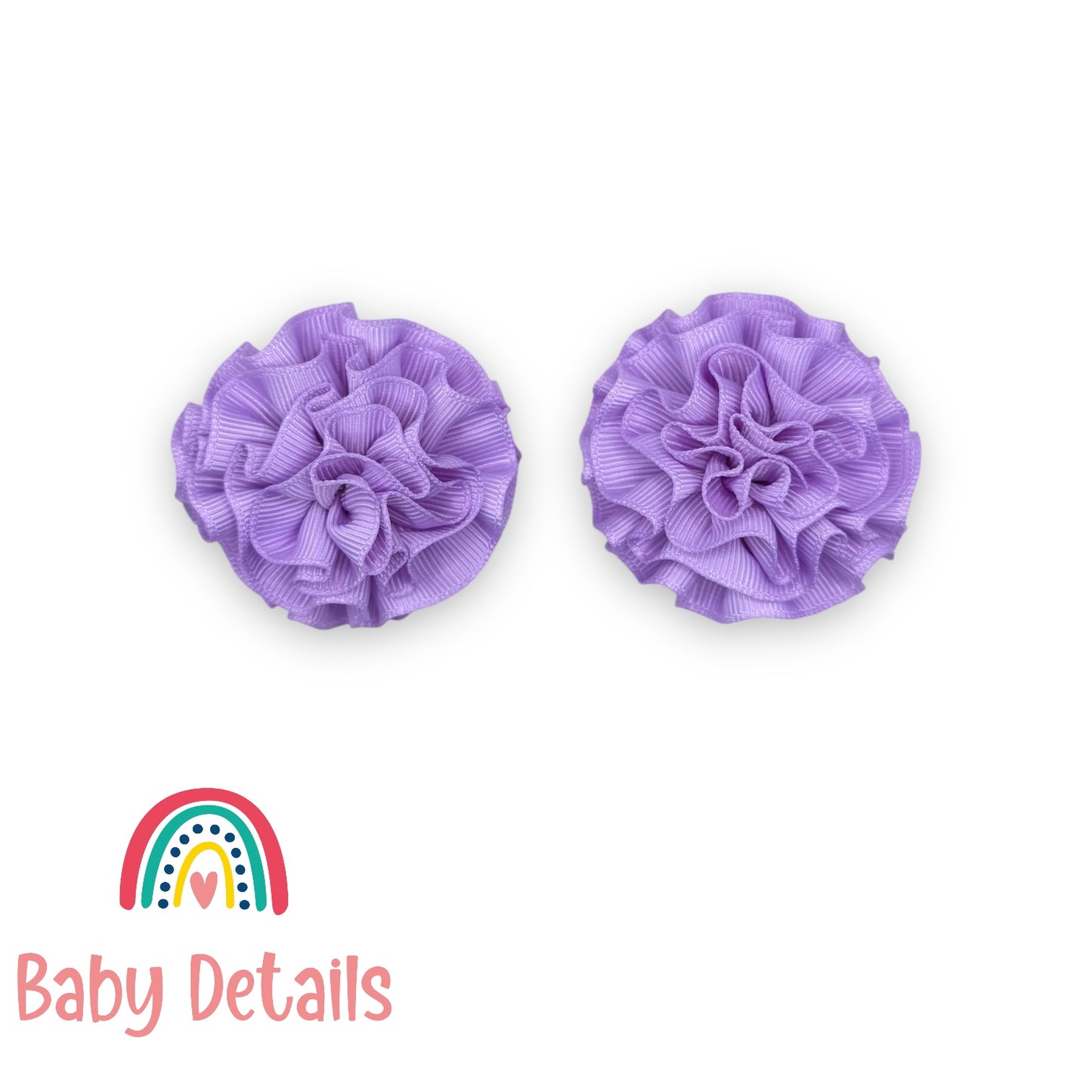 Set of 2 Rosette Bow Hair Clips - Purple