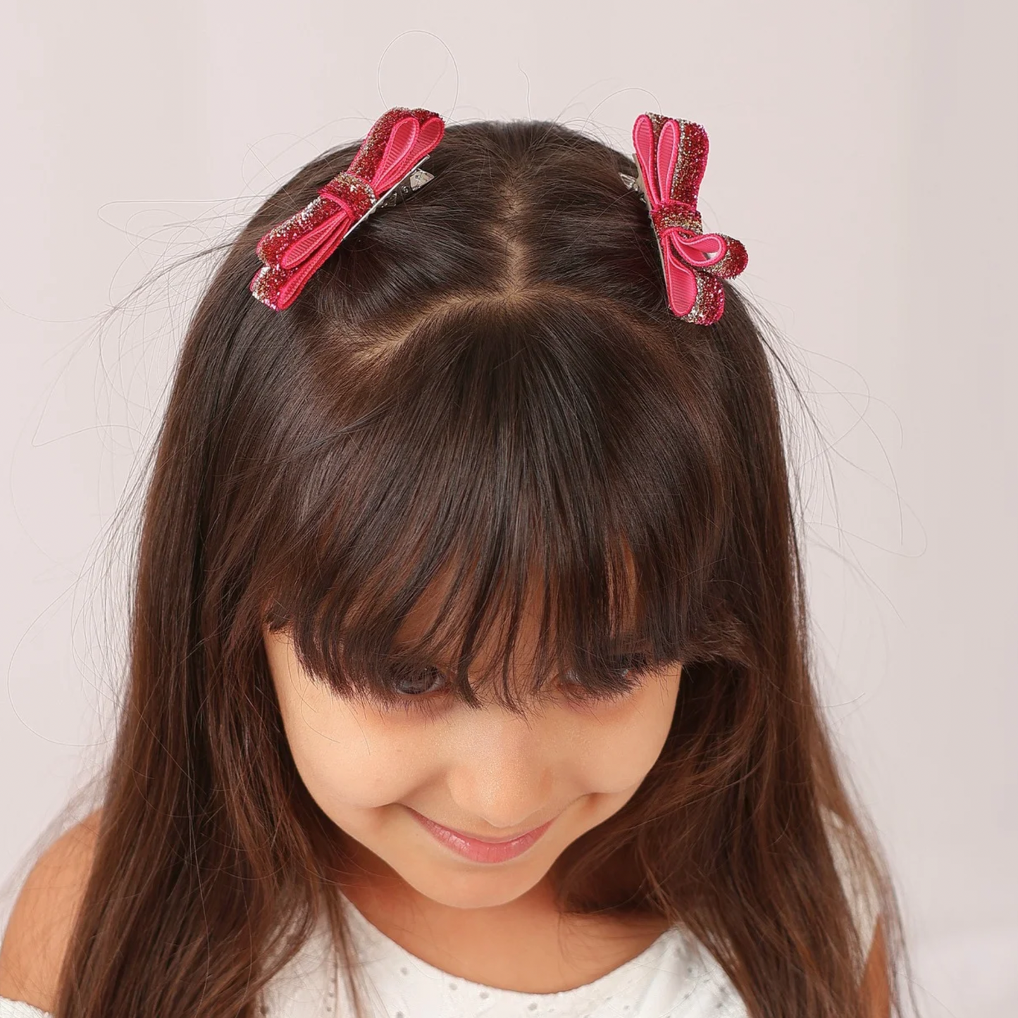 Set of 2 thin Shiny Ribbon - Shades of Pink & Silver & Gold