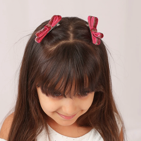 Set of 2 thin Shiny Ribbon - Shades of Pink & Silver & Gold