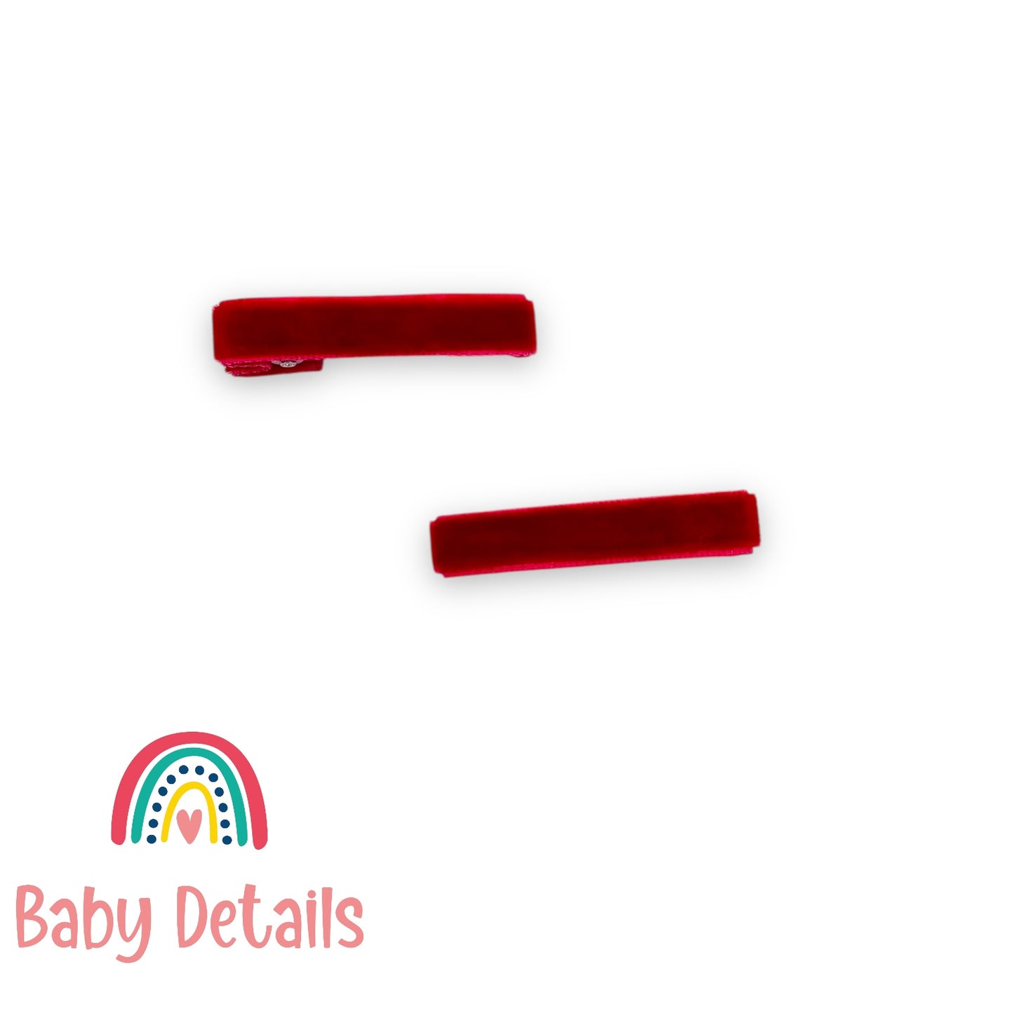 Set of 2 Velvet Hair Clips - Red