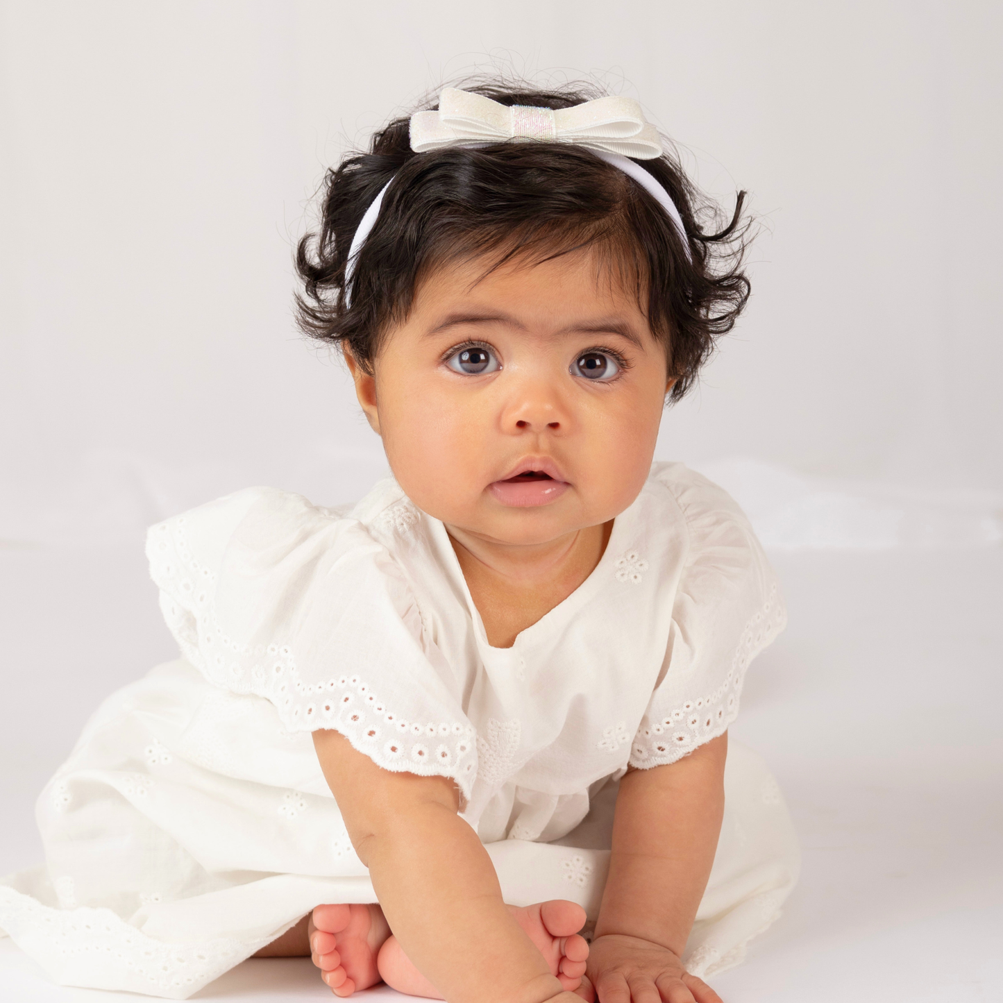Shiny Ribbon Toddler Headband  - Pearl