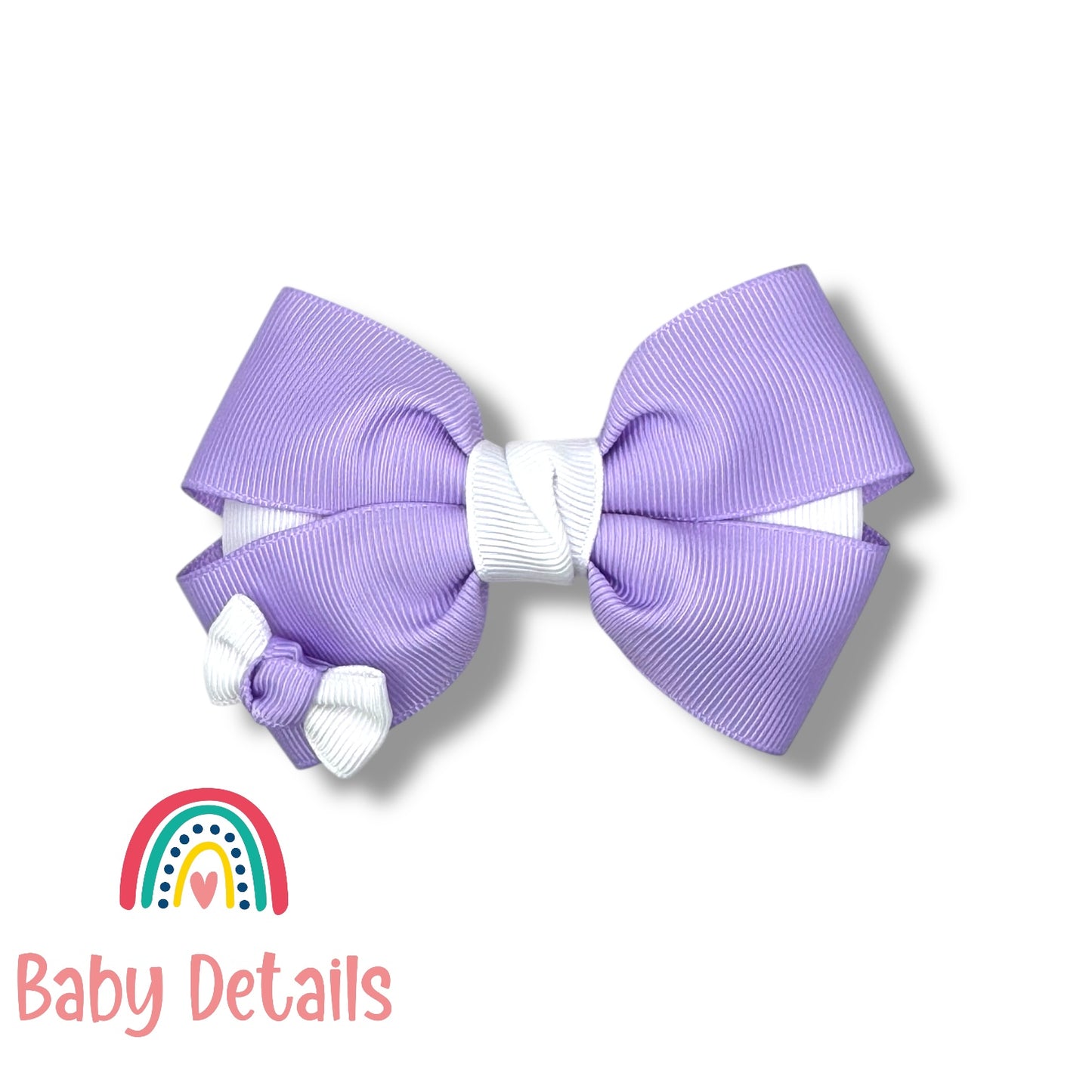 Elegant Pair Bow Clip- Purple & White