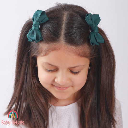 Set of 2 Layers Hair Clip - Deep Green
