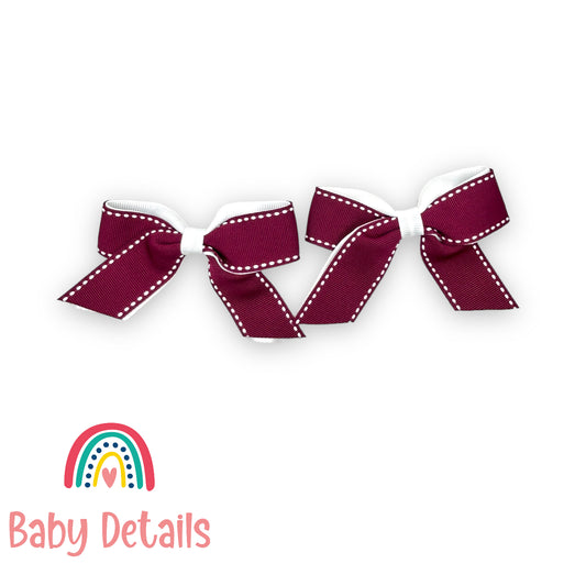 Set of 2 stripe hair clips - Maroon