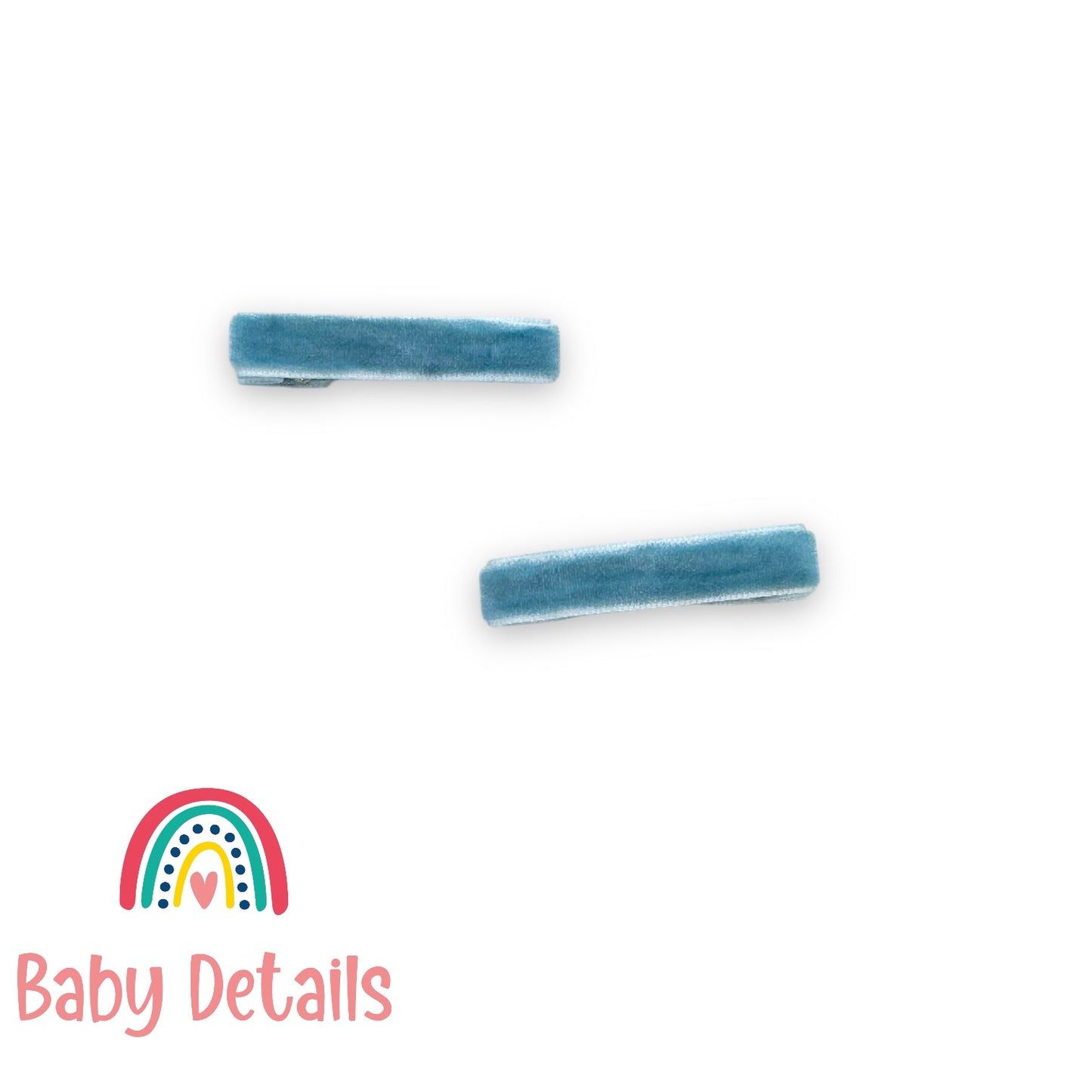 Set of 2 Velvet Hair Clips - Blue