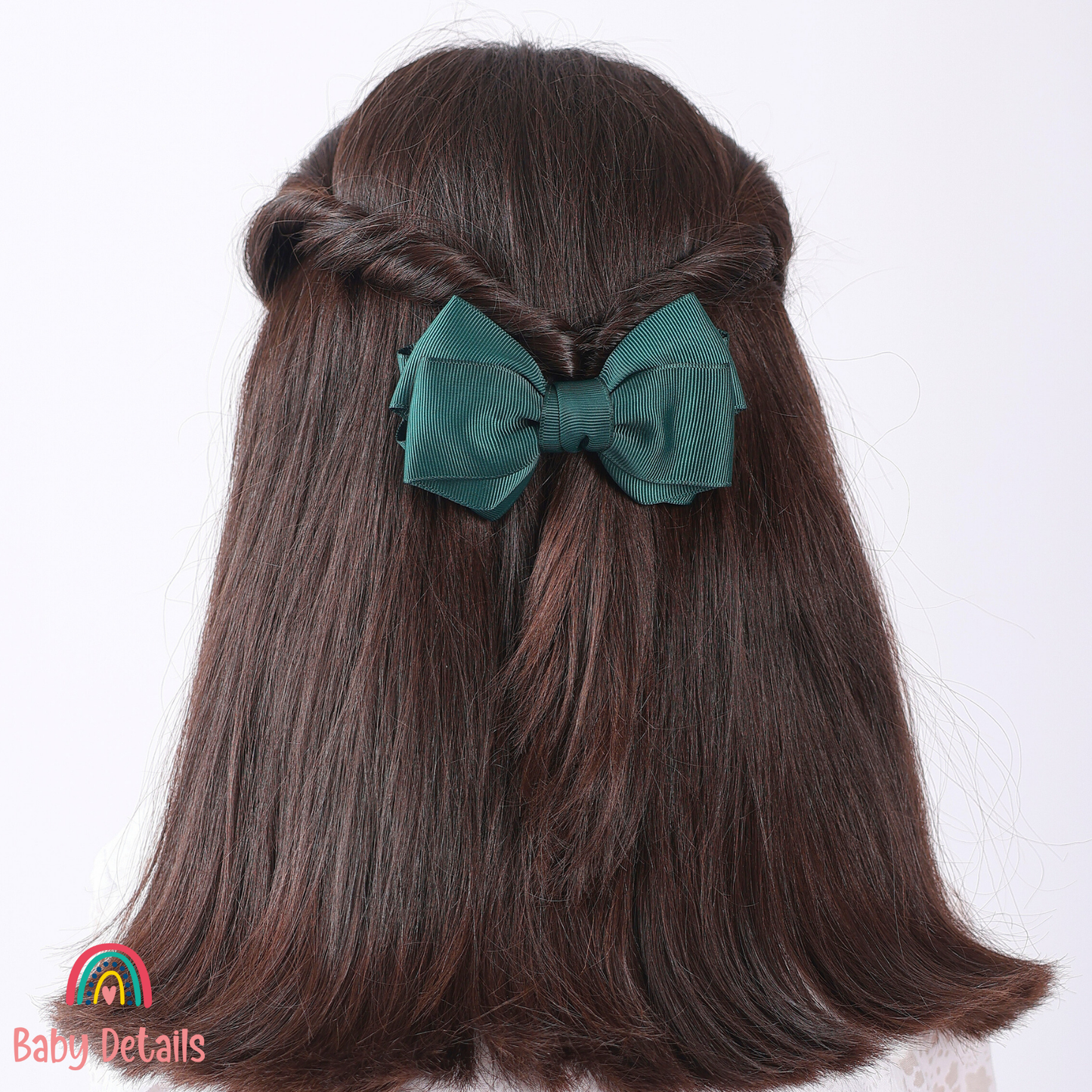 Big Bow Layers Hair Clip - Deep Green
