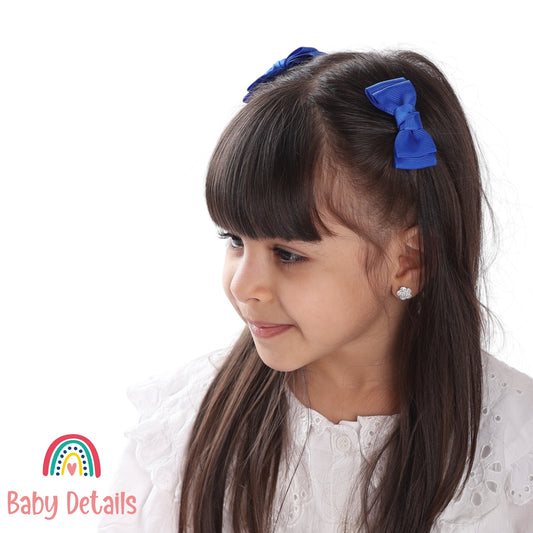 Set of 2 Mini Simple Hair Clips - Royal Blue