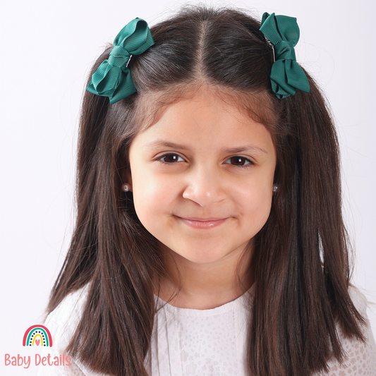 Set of 2 Layers Hair Clip - Dark Green
