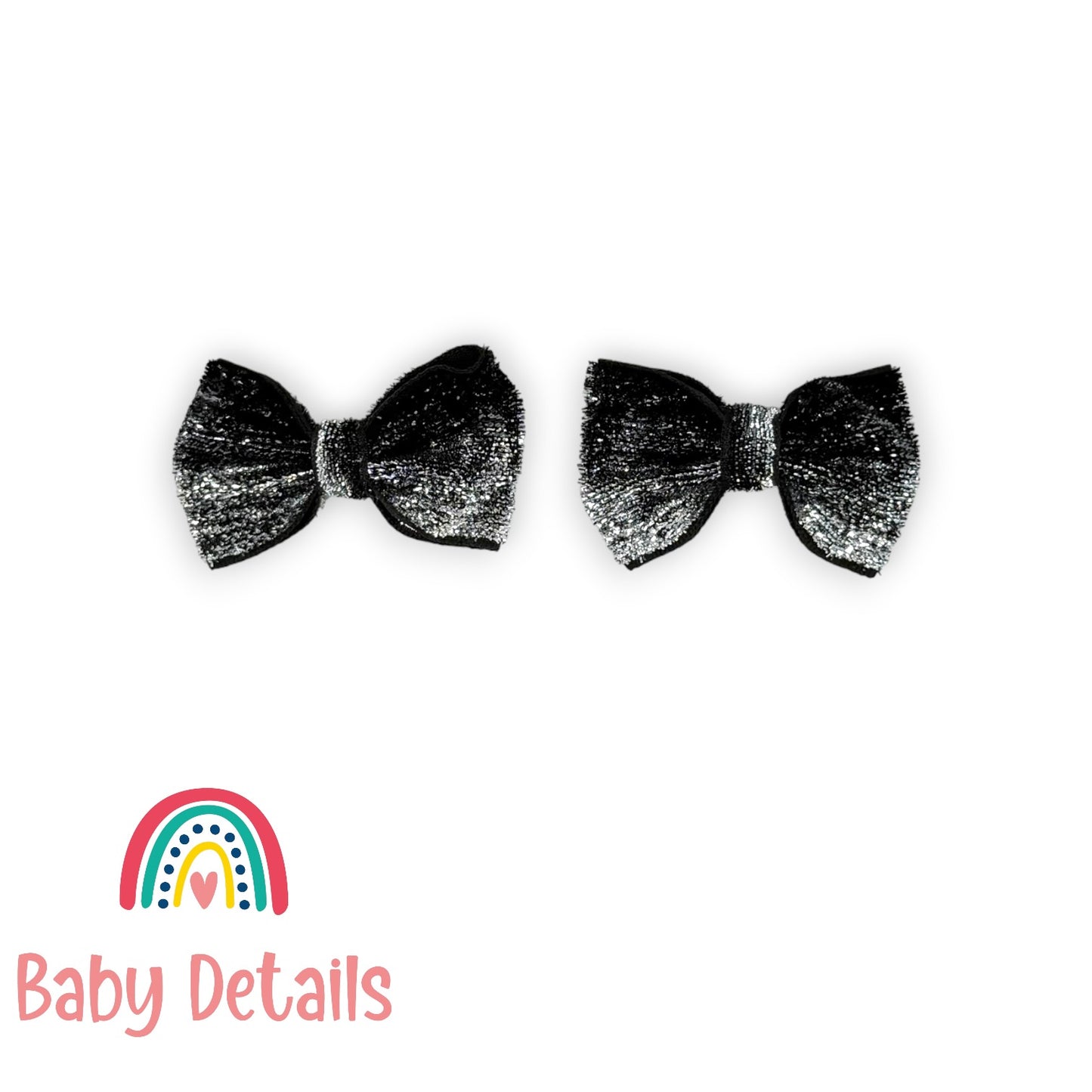 Set of 2 wide Shiny Ribbon - Black & Silver
