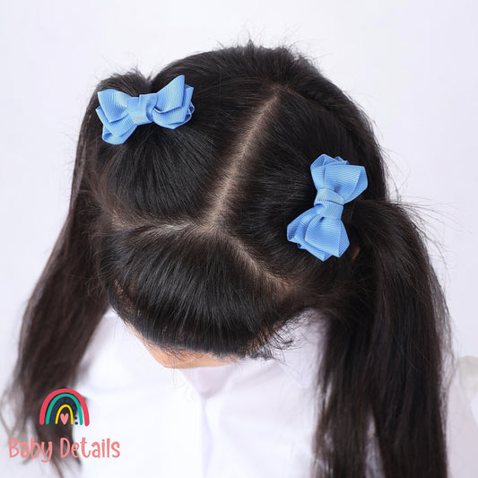 Set of 2 Mini Layers Hair Clips - Sky Blue