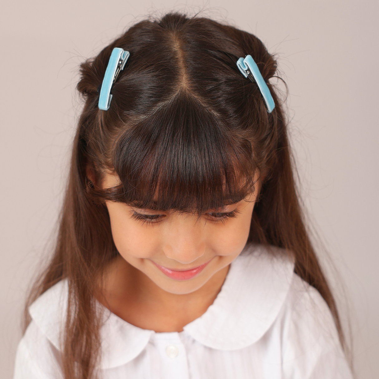 Set of 2 Velvet Hair Clips - Blue
