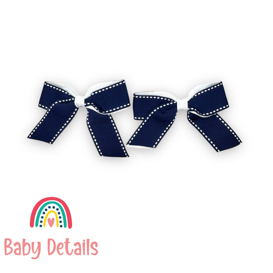 Set of 2 stripe hair clips - Navy Blue