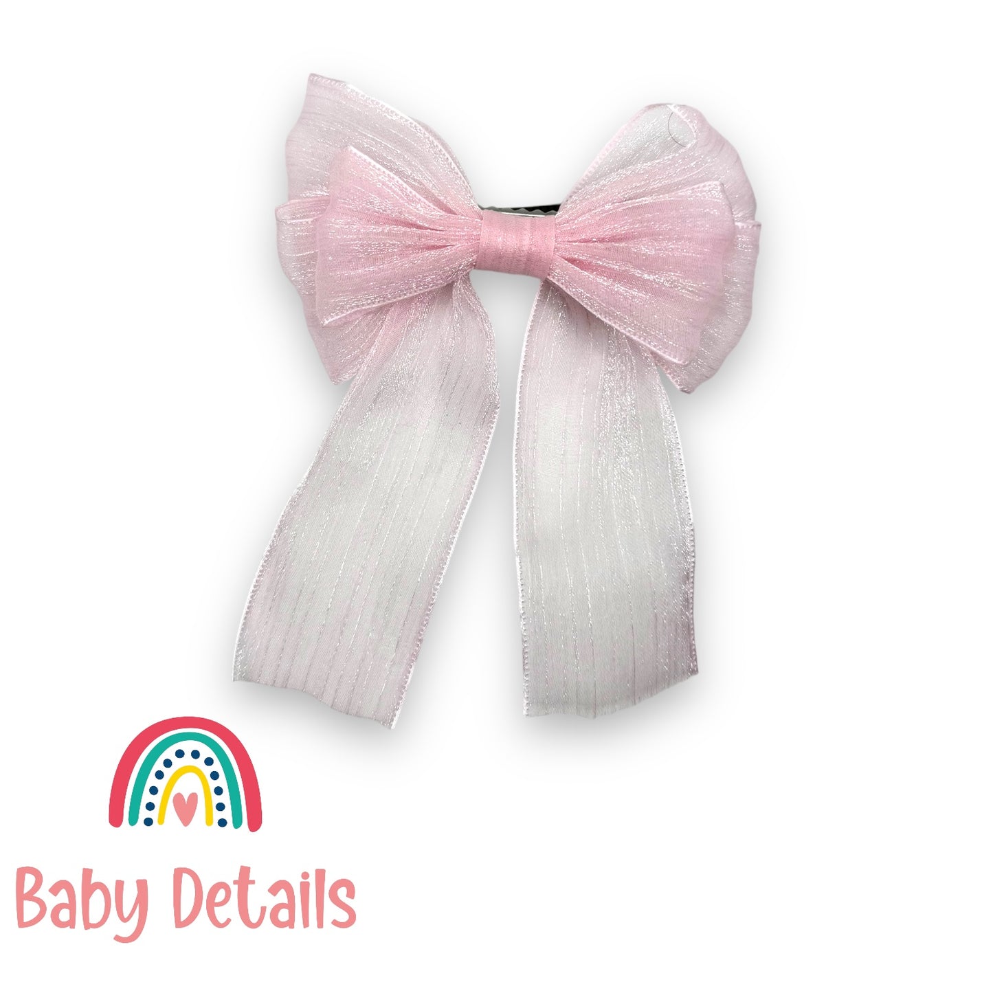 Long Soft Chiffon Hair Bows - Light Pink