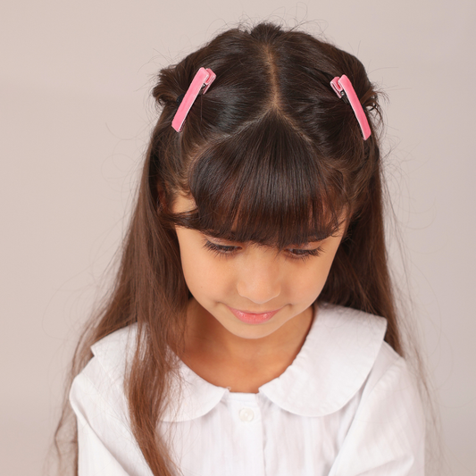 Set of 2 Velvet Hair Clips - Pink