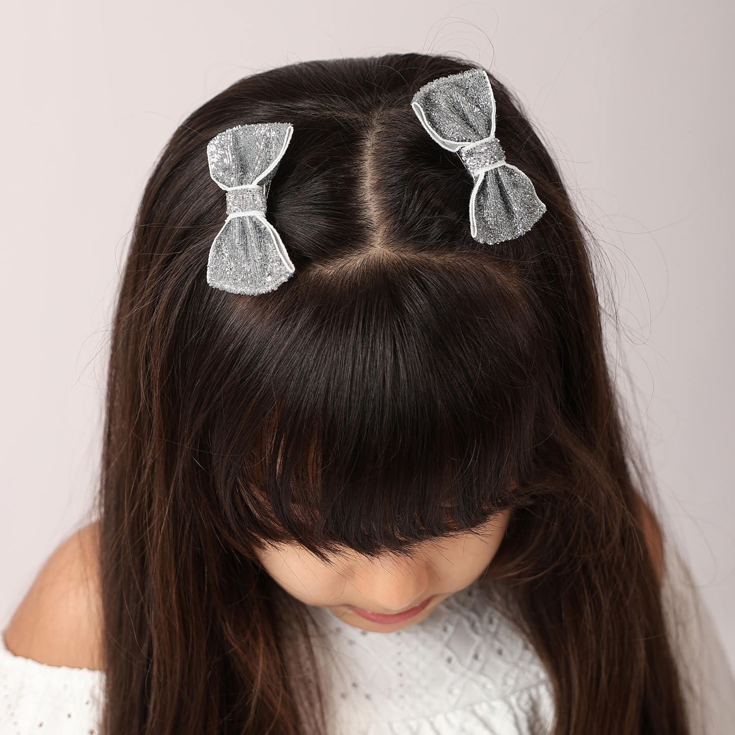 Set of 2 wide Shiny Ribbon - Silver
