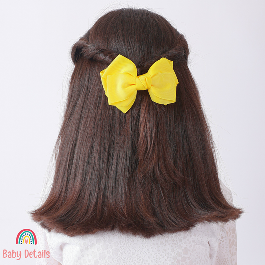 Big Bow Layers Hair Clip - Yellow