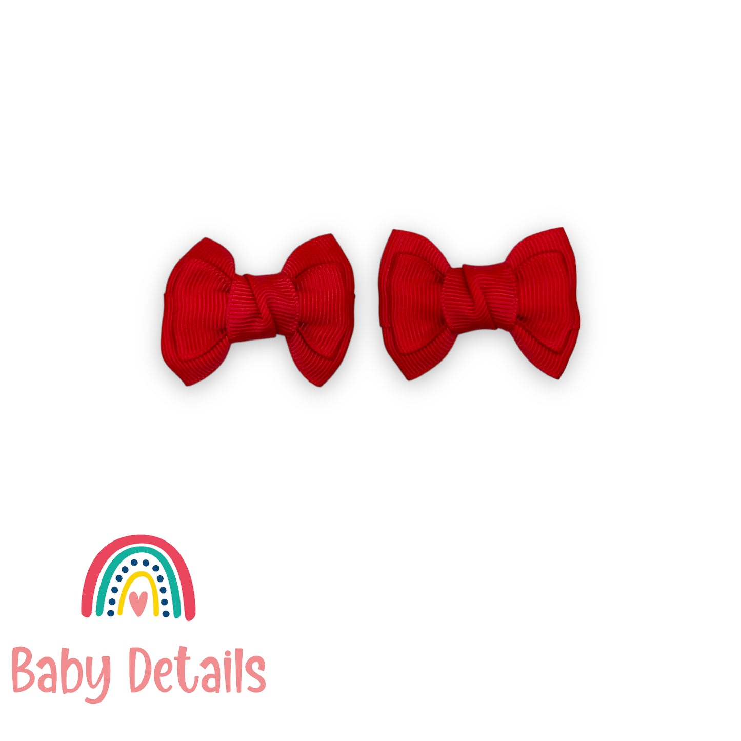 Set of 2 mini classic hair clips - Red