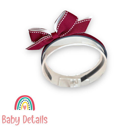 Headband with stripe bow - Maroon