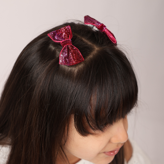 Set of 2 wide Shiny Ribbon - Pink & Red