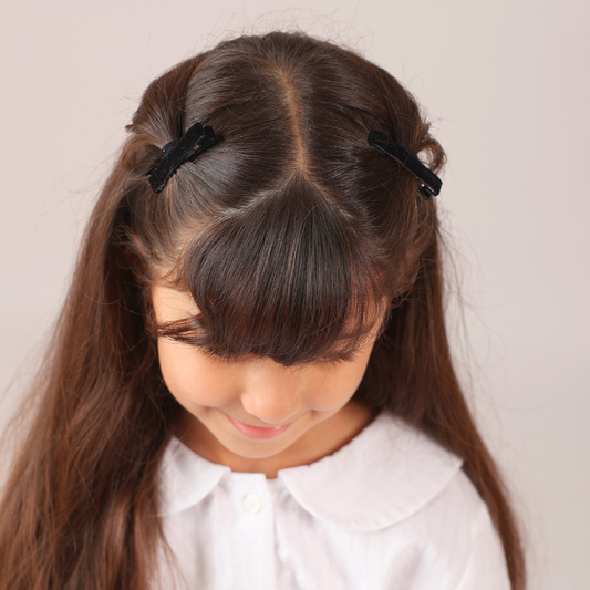 Set of 2 Velvet Hair Clips - Black